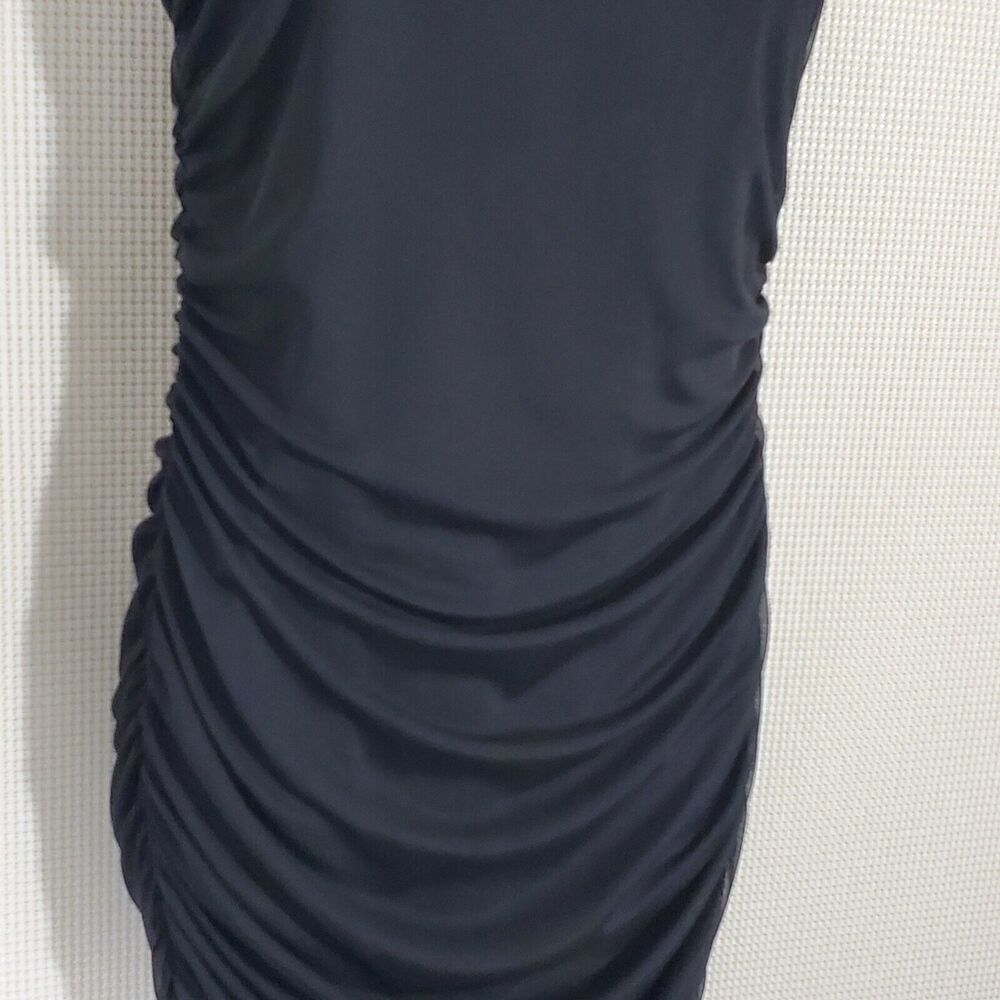 Nasty Gal Dress Womens 6 Black Ruched Sides Mesh Mini Wiggle Bodycon - Picture 6 of 13